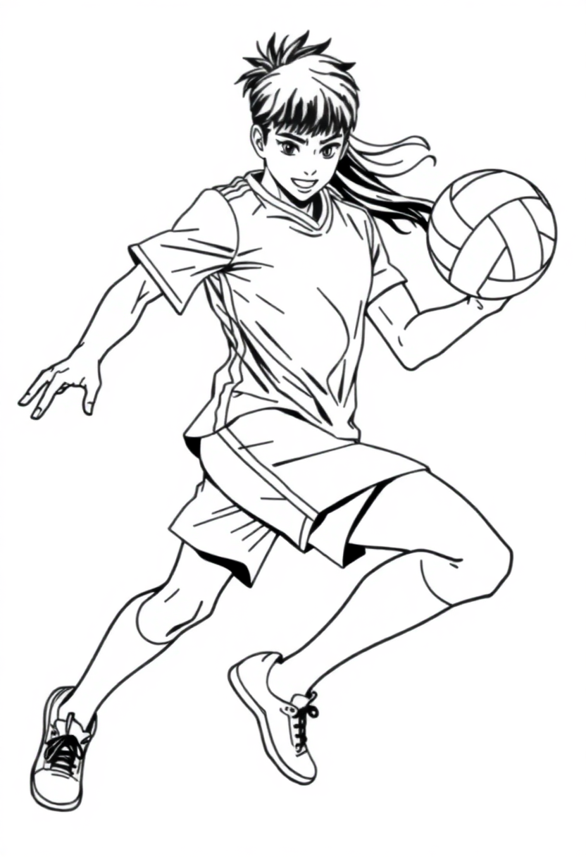 Volleyball Player Spiking coloring page, free printable