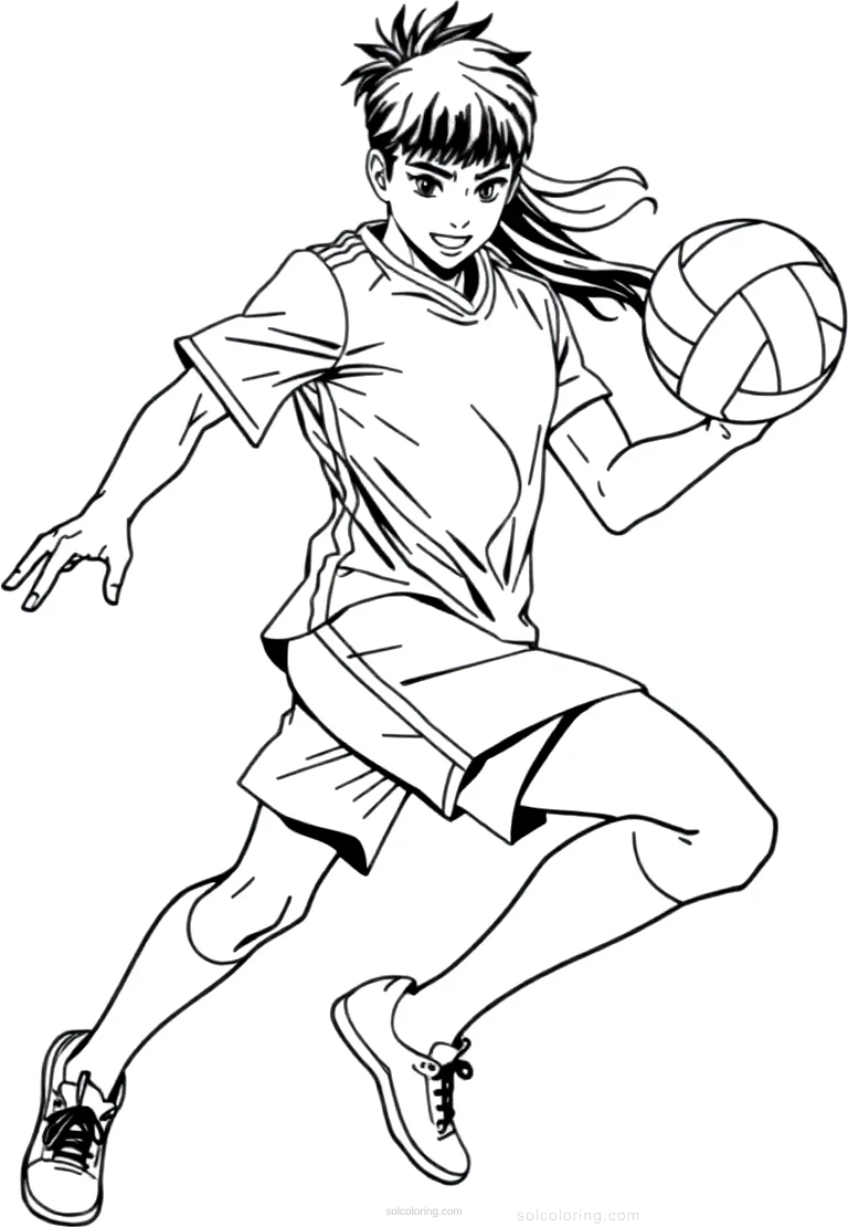 Volleyball Player Spiking coloring page for kids