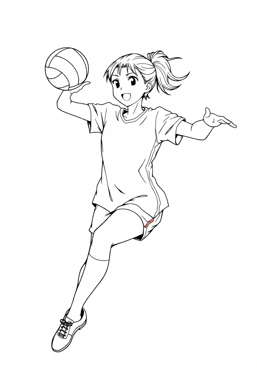 Volleyball Player Spiking coloring page, free printable