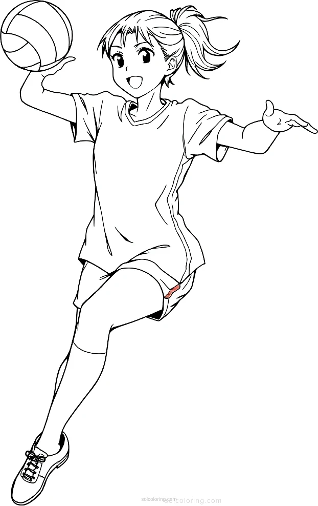 Volleyball Player Spiking coloring page for kids