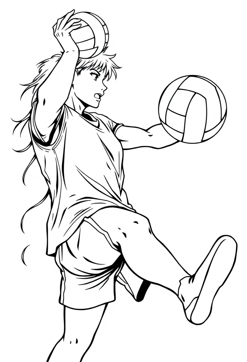 Volleyball Player Spiking coloring page, free printable