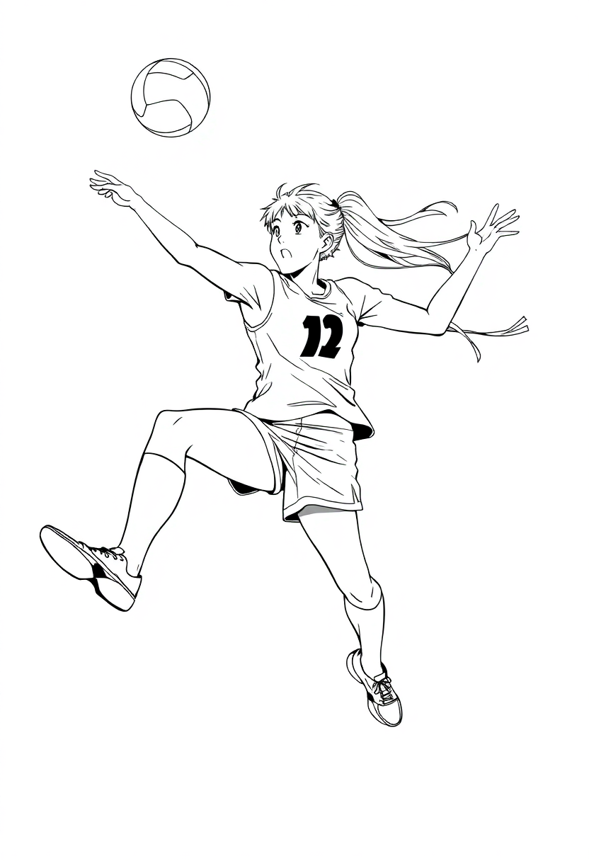Volleyball Player Spiking coloring pages