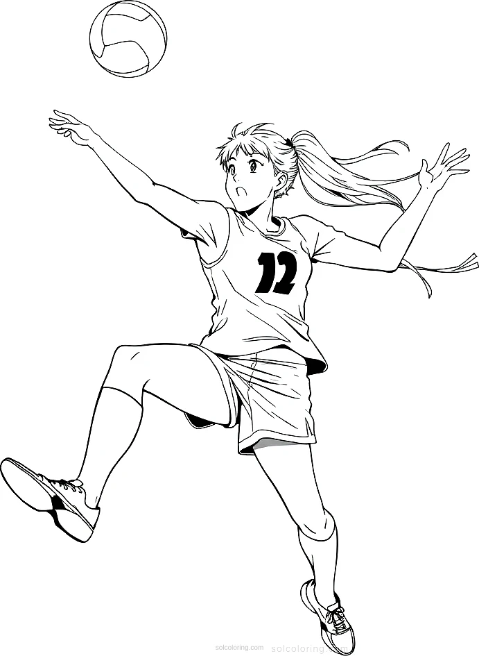 Volleyball Player Spiking coloring pages