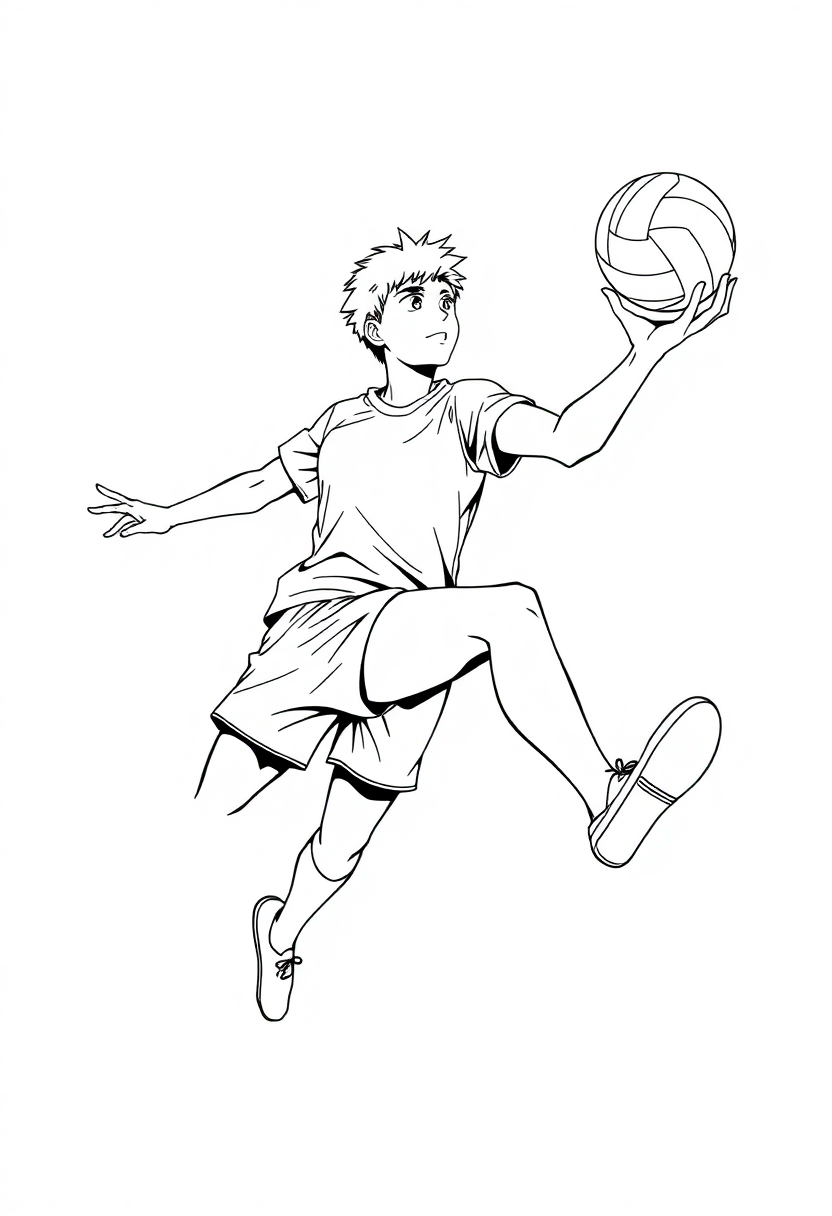 Volleyball Player Spiking coloring page, free printable