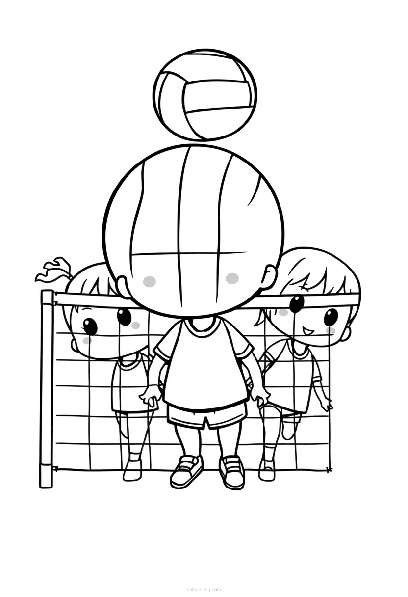 Volleyball Team At Net coloring page for kids