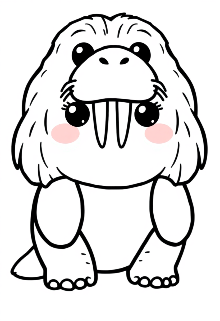 Walrus coloring page, free printable standard style for kids and adults