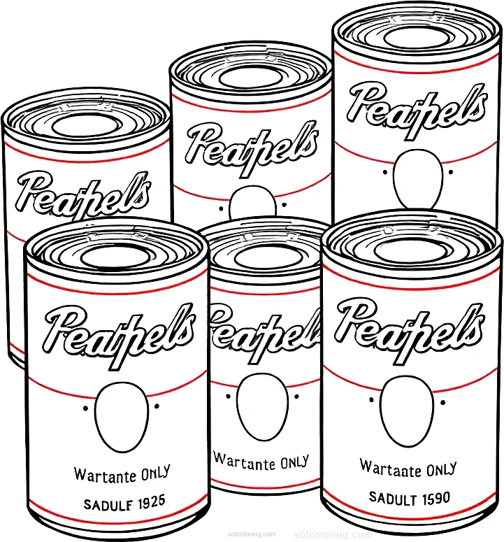 Warhol Pop Art Soup Cans coloring page for kids