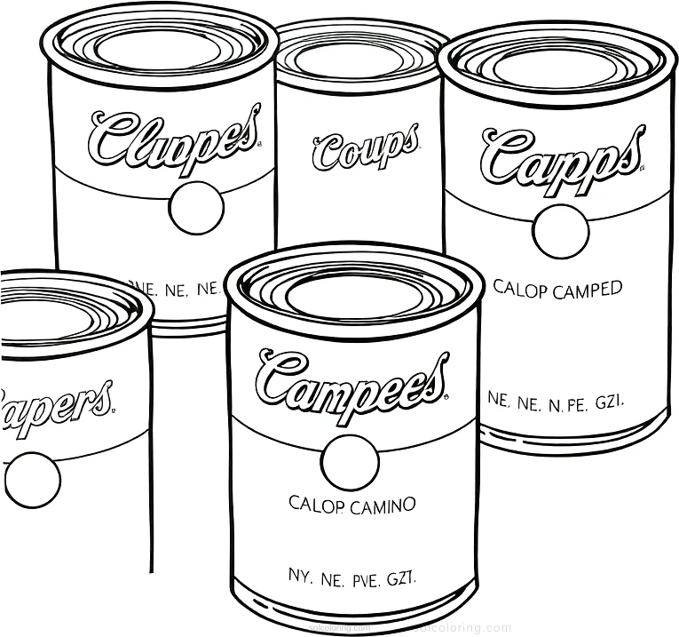 Warhol Pop Art Soup Cans coloring page for kids
