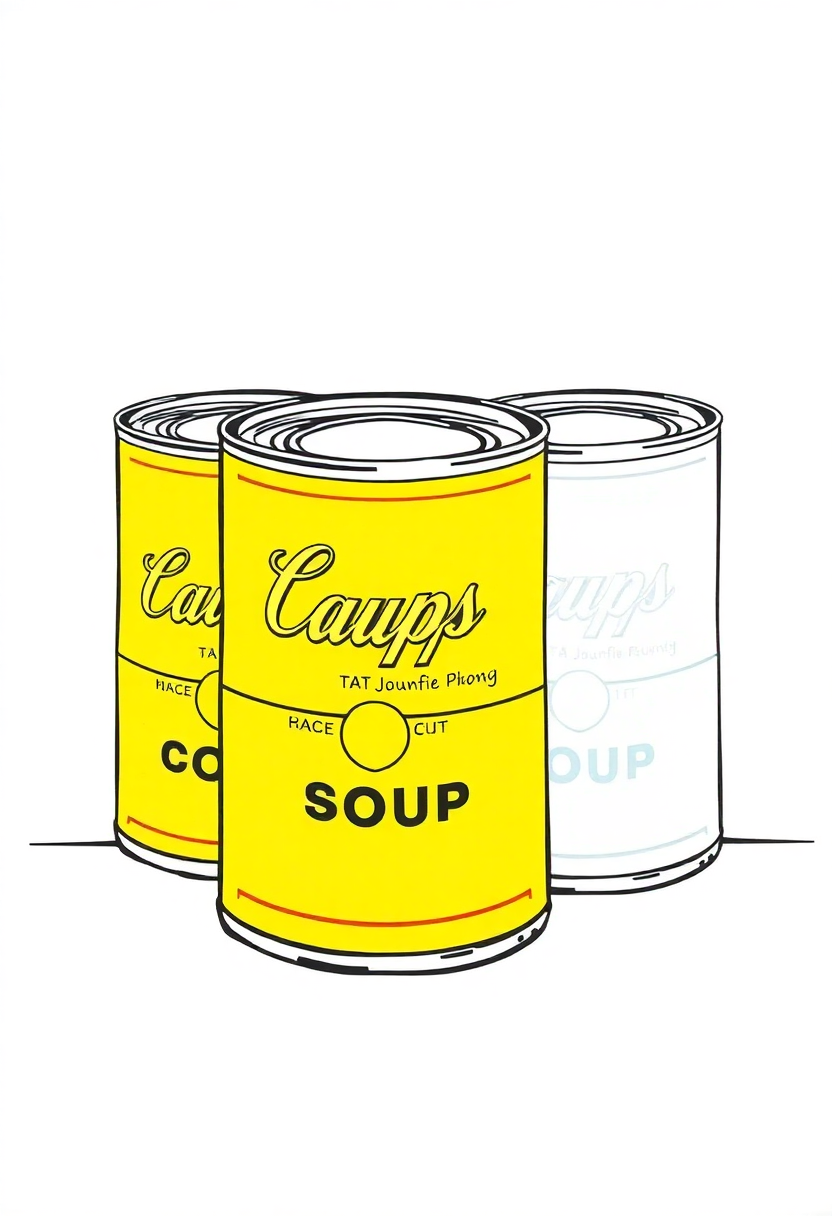 Warhol Pop Art Soup Cans coloring page, free printable