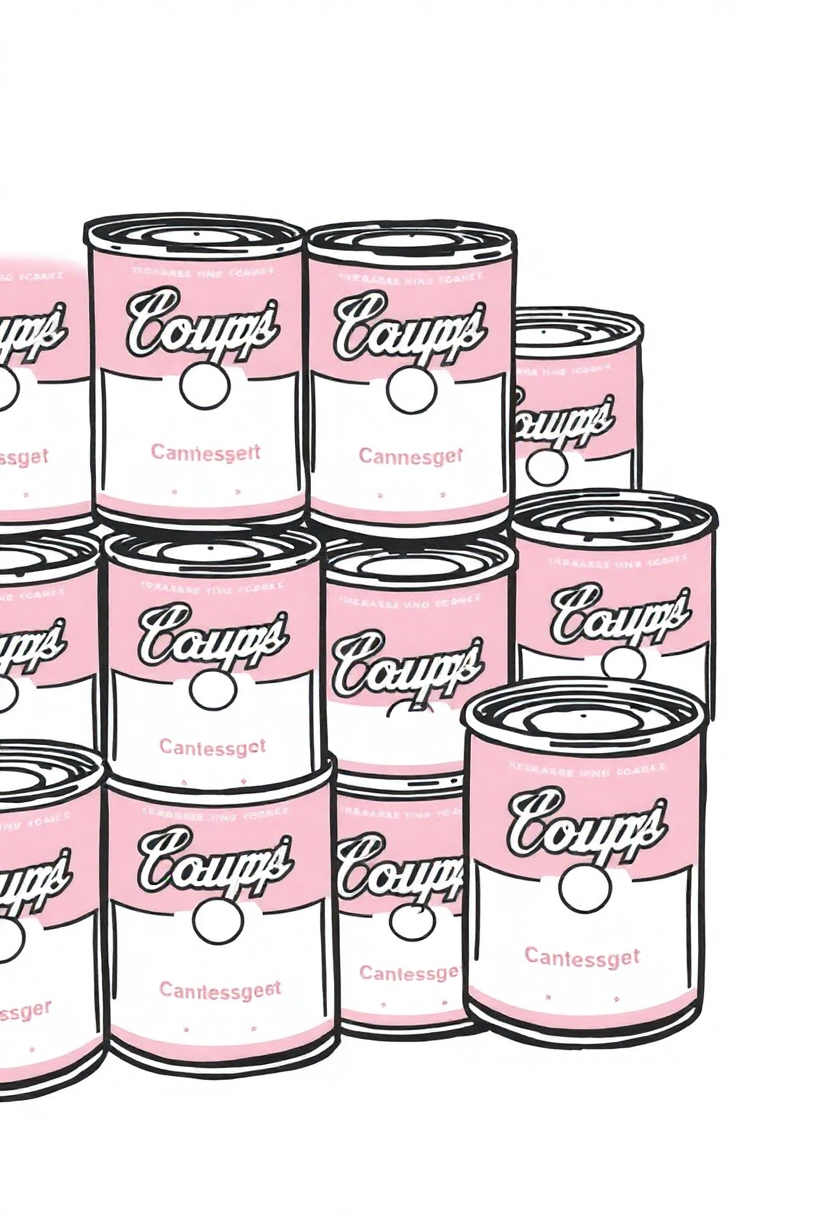 Warhol Pop Art Soup Cans coloring page, free printable