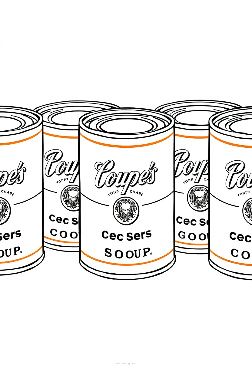 Warhol Pop Art Soup Cans coloring page for kids