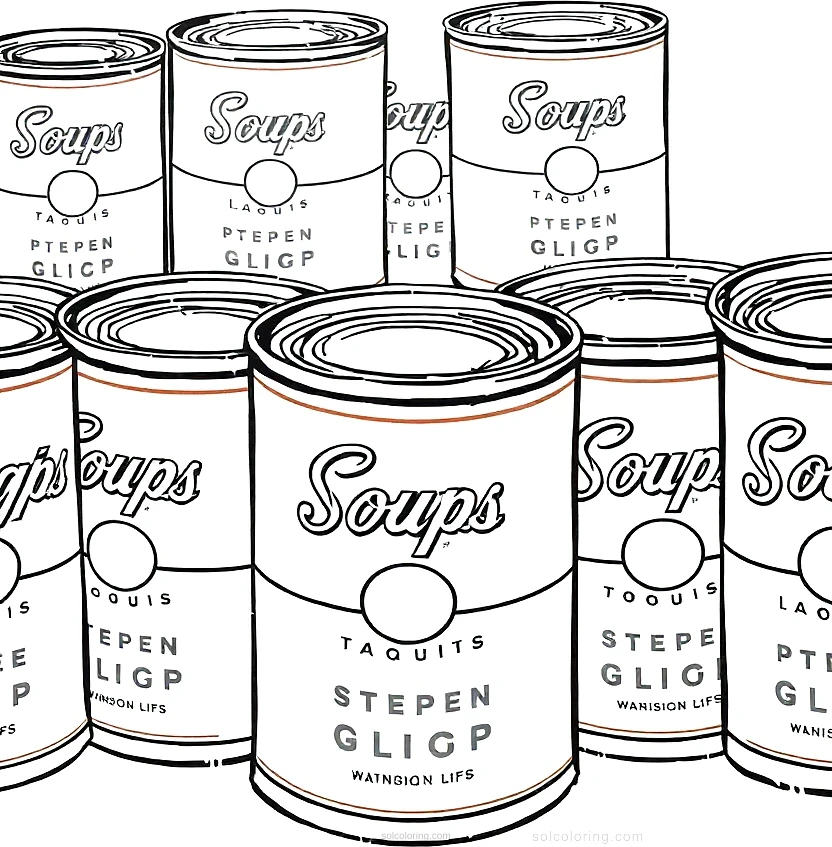 Warhol Pop Art Soup Cans coloring pages