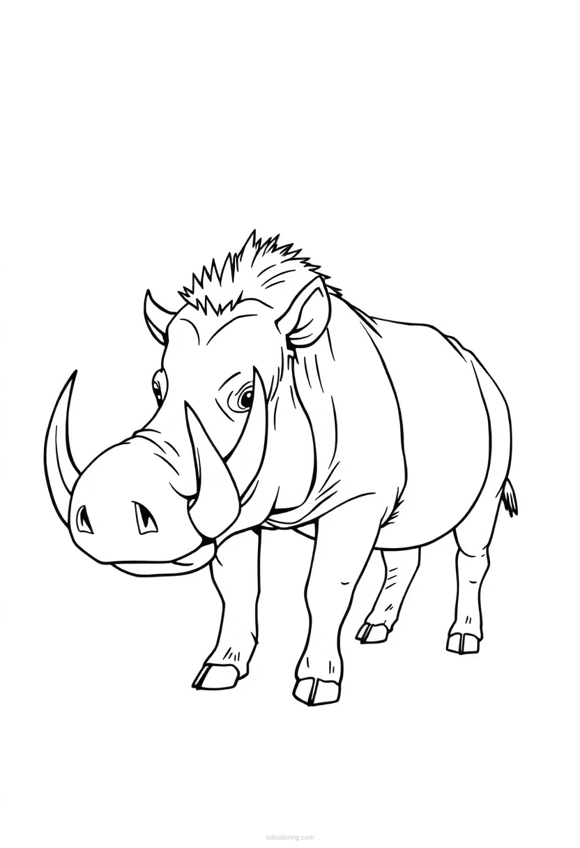 Warthog coloring page for kids
