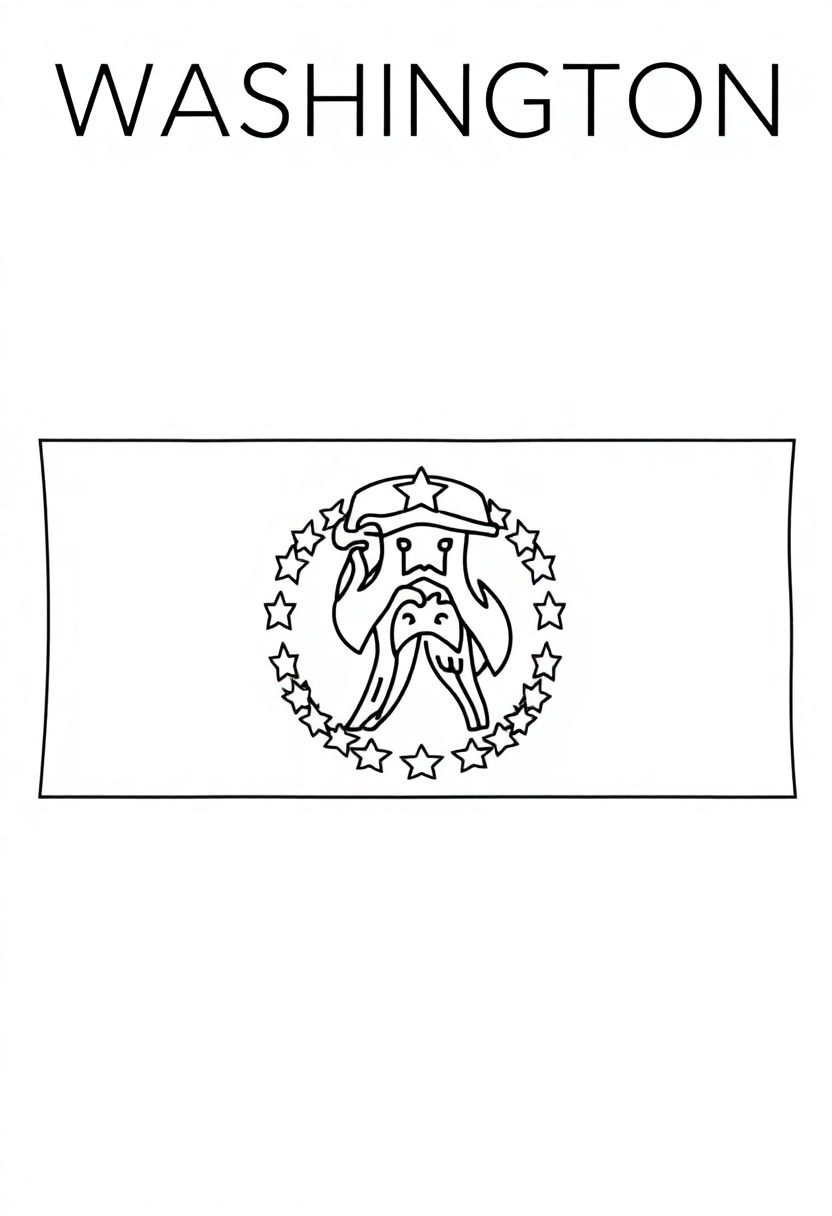 Washington State Flag coloring page, free printable