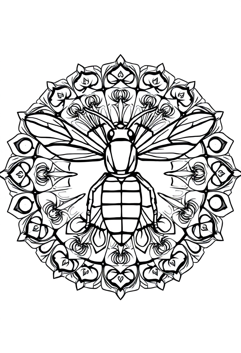 Wasp coloring page, free printable