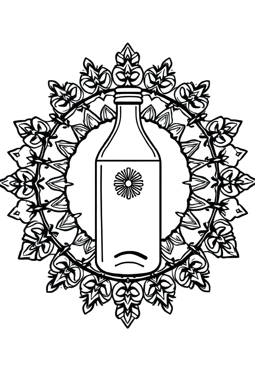 Water Bottle and Glass coloring page, free printable
