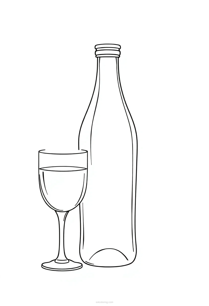 Water Bottle and Glass coloring page for kids