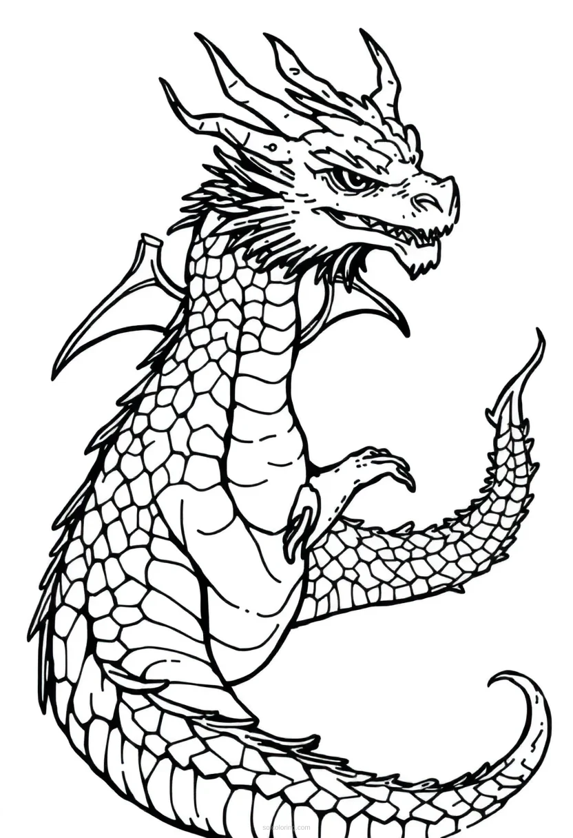 Water Dragon coloring page for kids