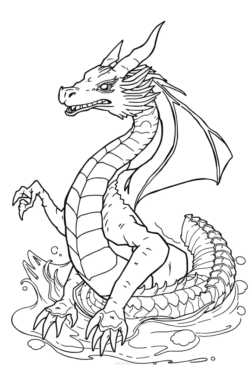 Water Dragon coloring page for kids
