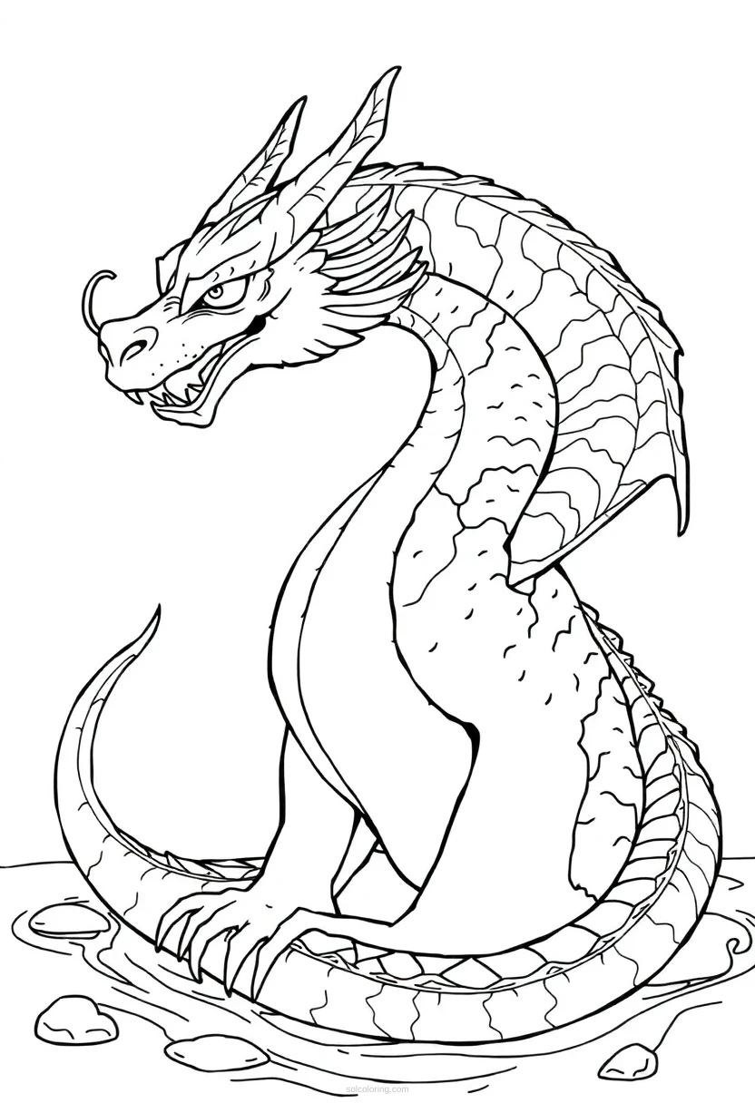 Water Dragon coloring page for kids