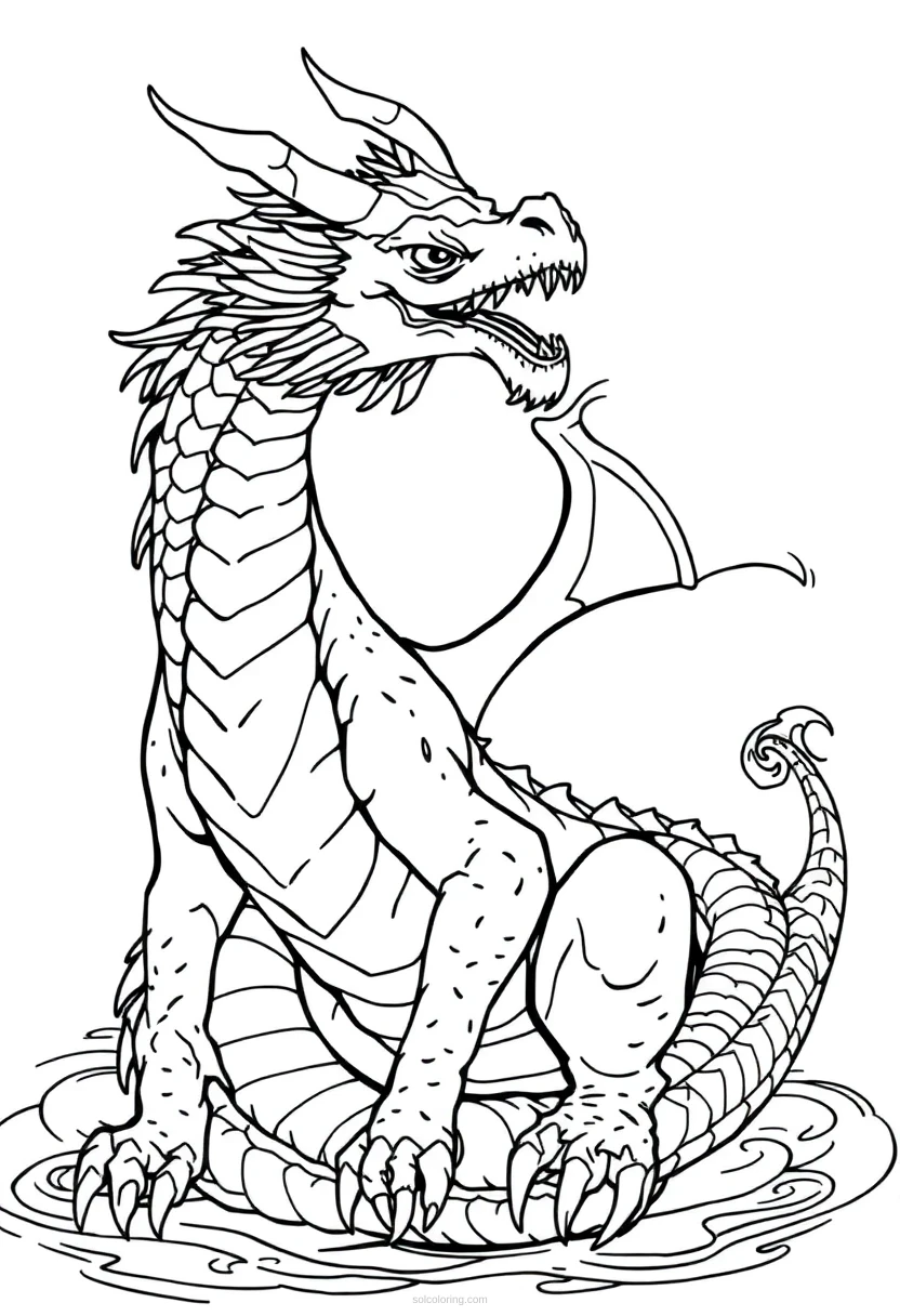 Water Dragon coloring page for kids