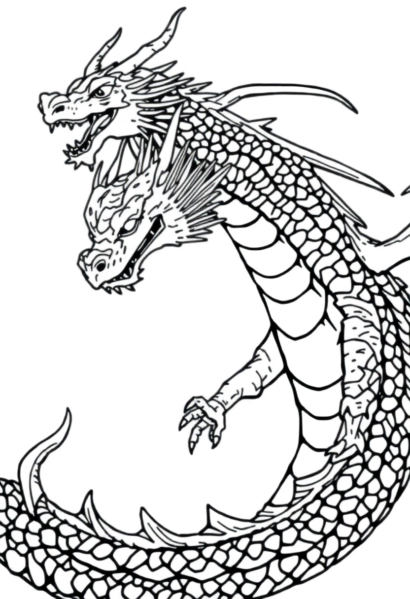 Water Dragon coloring page, free printable