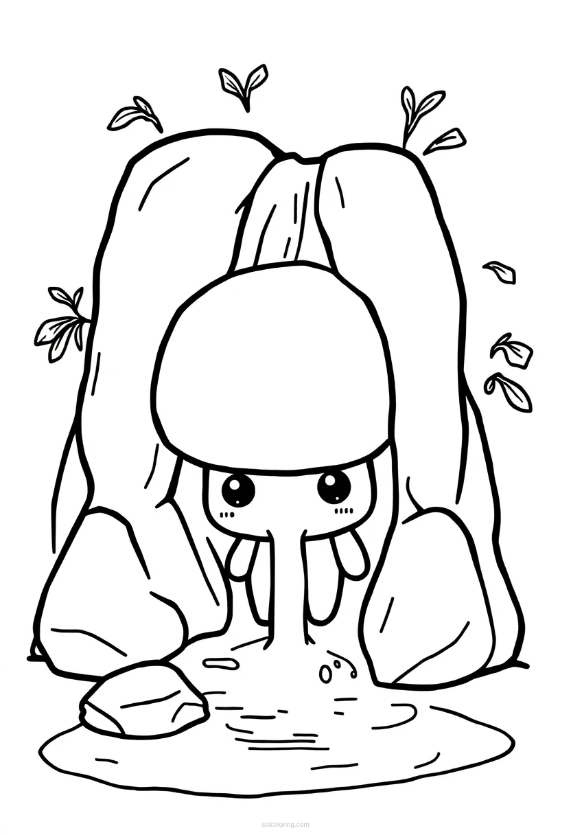 Waterfall coloring page for kids