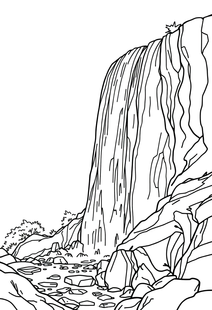 Waterfall coloring page for kids