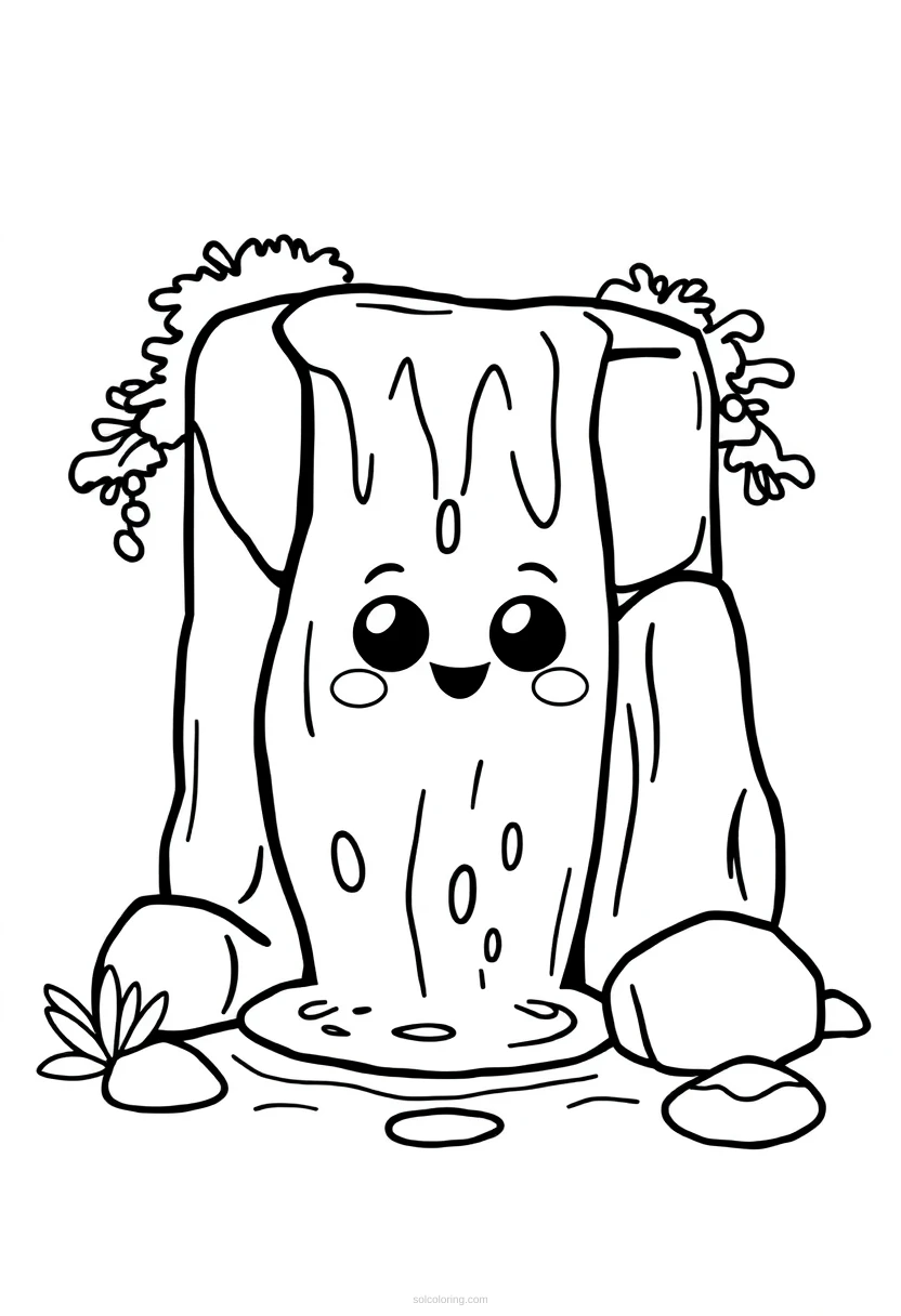 Waterfall coloring page for kids