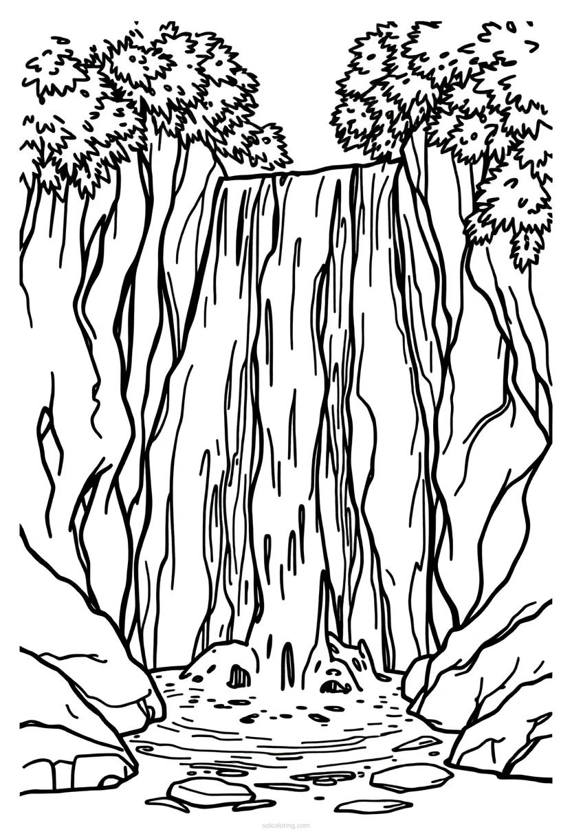 Waterfall Mandala coloring page for kids