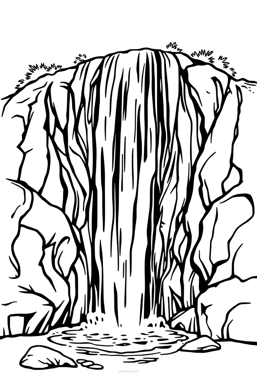 Waterfall Mandala coloring page for kids