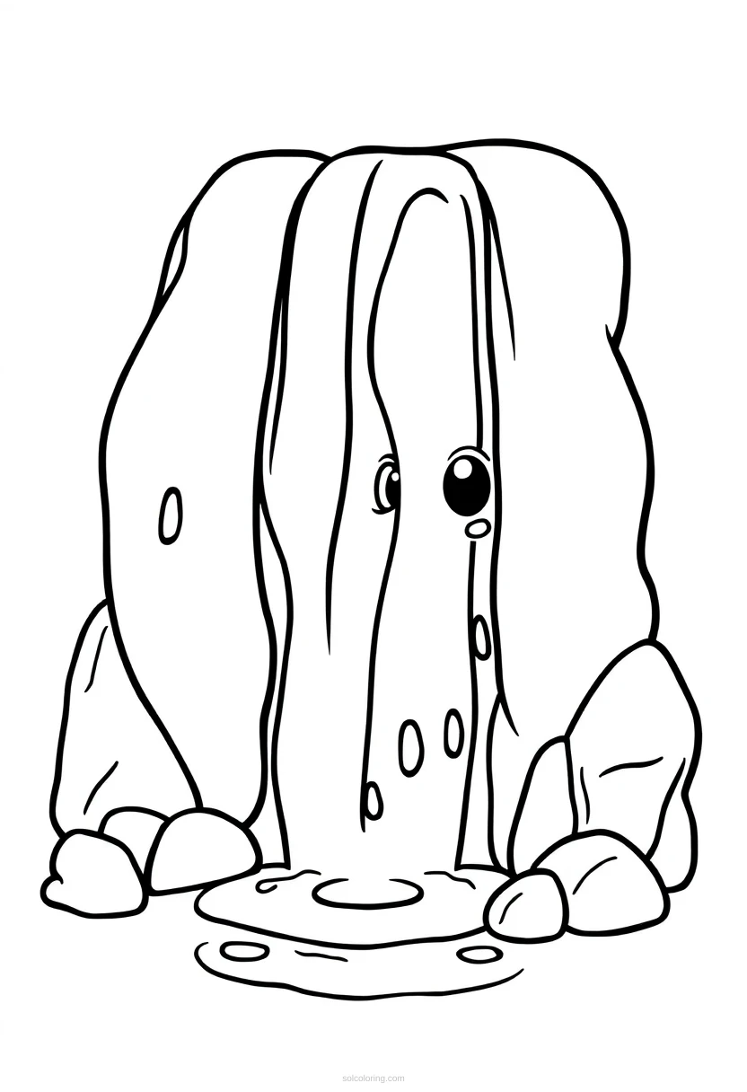 Waterfall coloring page for kids