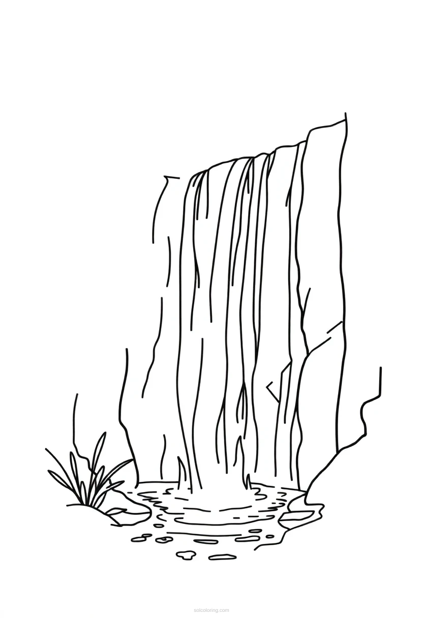 Waterfall coloring page for kids