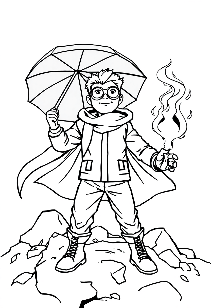 Weather-Controlling Hero coloring page, free printable
