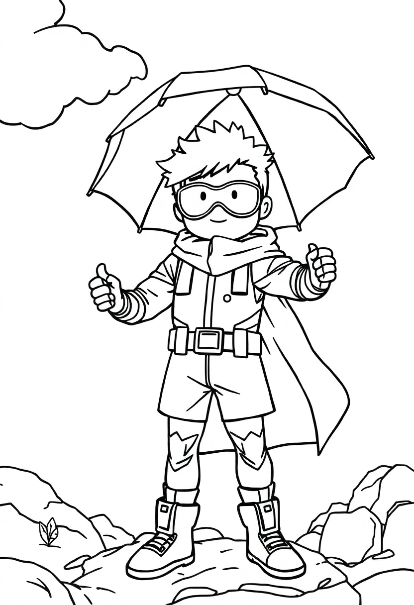 Weather-Controlling Hero coloring page, free printable