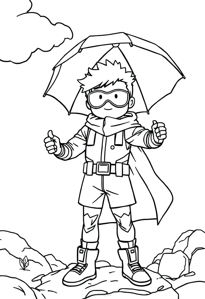 Weather-Controlling Hero coloring page for kids