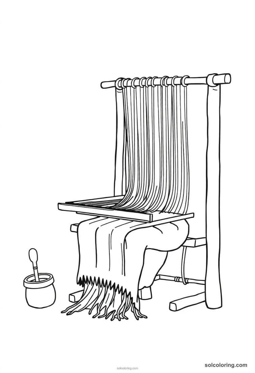 Simple Weaver at an Upright Loom simple coloring page for kids