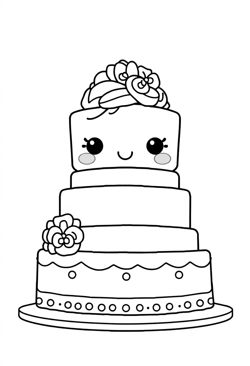 Wedding Cake coloring page, free printable