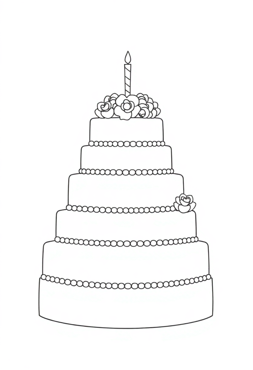 Wedding Cake coloring page, free printable