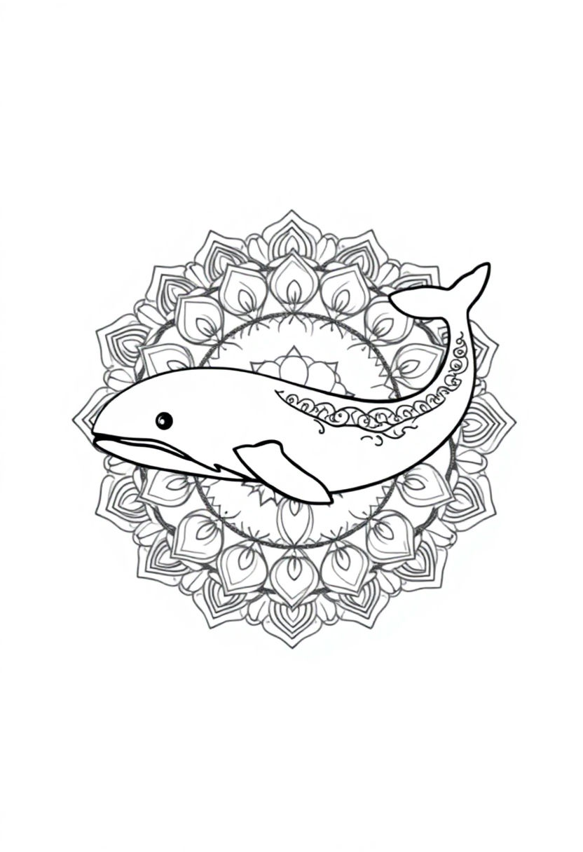 Whale coloring page, free printable