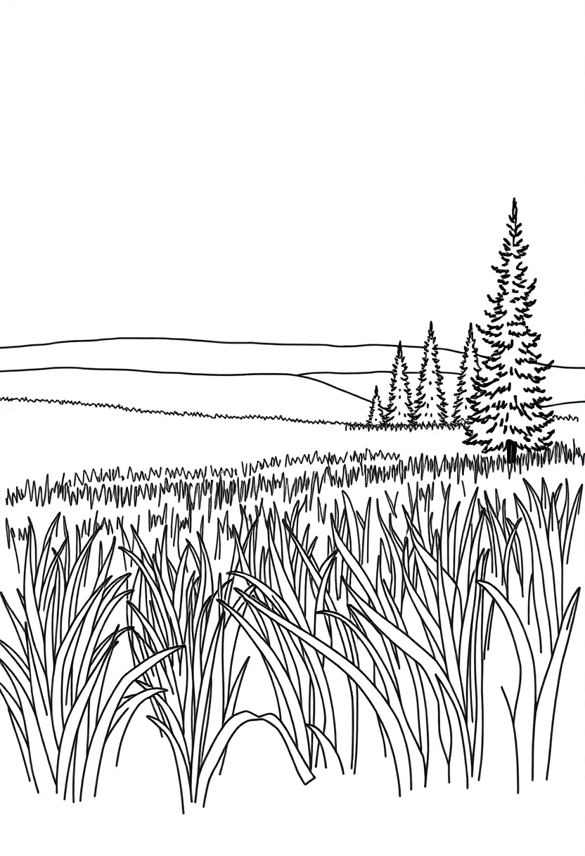Wheat Field with Cypress coloring page, free printable