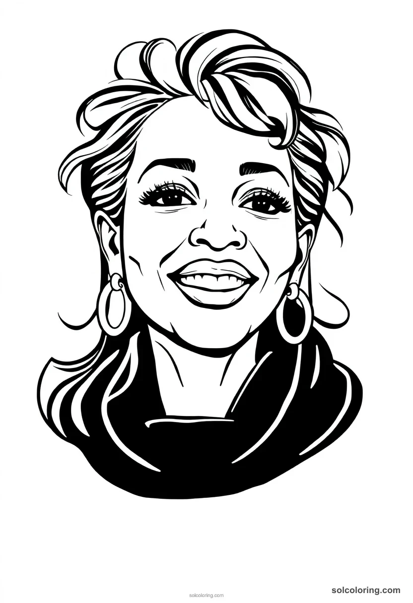 Illustrated Portrait Whitney Houston illustrated portrait coloring page for kids