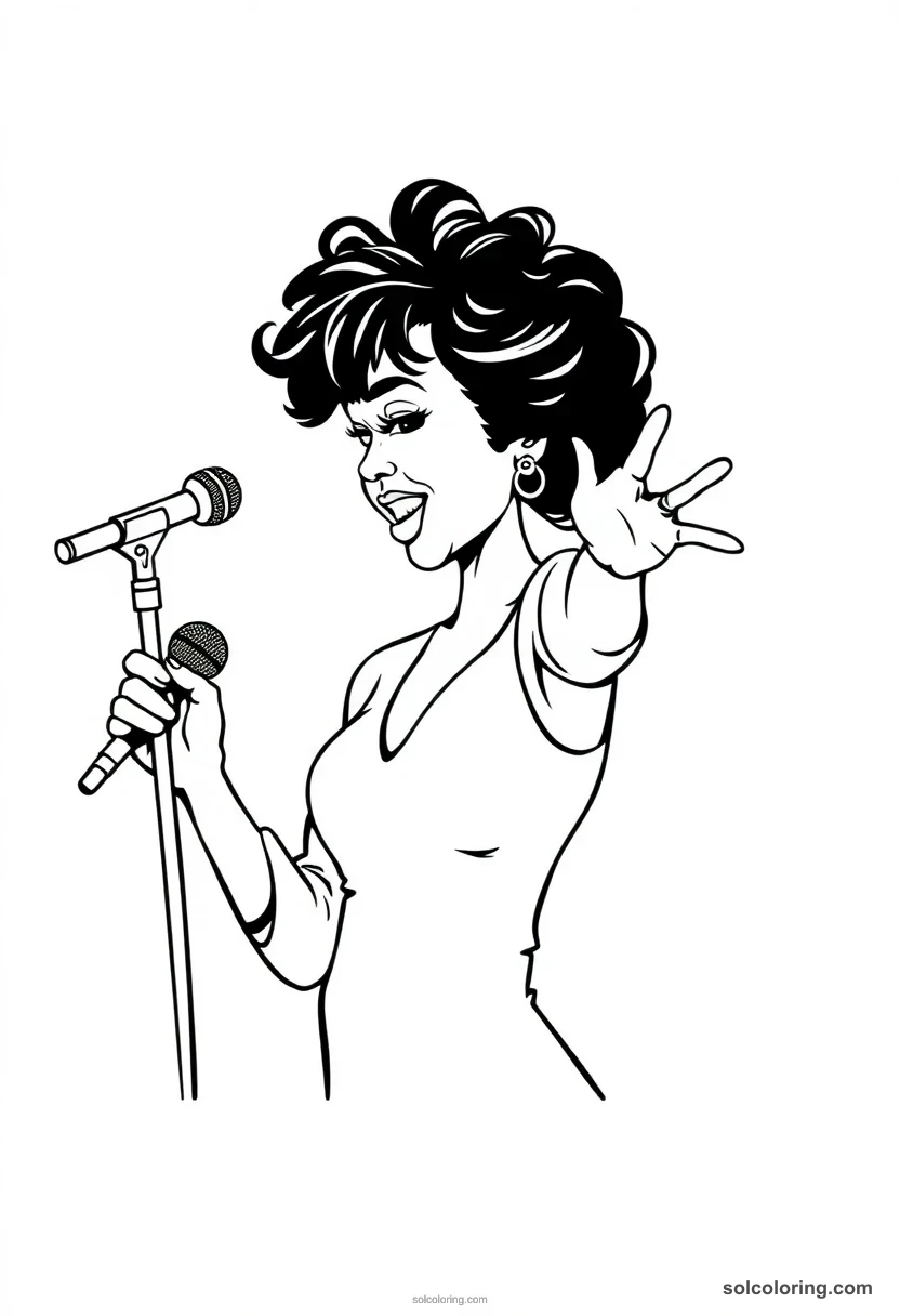 Silhouette Whitney Houston silhouette coloring page for kids