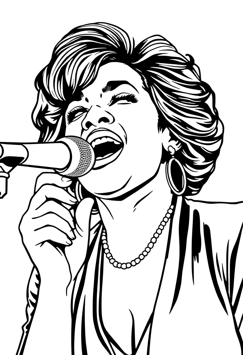 Whitney Houston Singing coloring pages