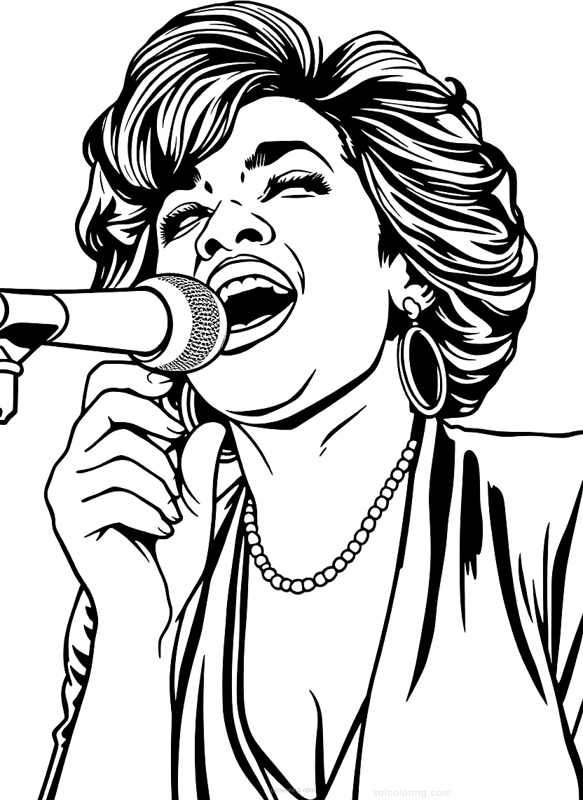 Whitney Houston Singing coloring pages
