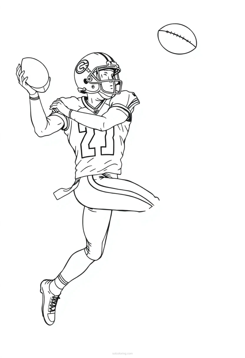 Wide Receiver Catching coloring page for kids