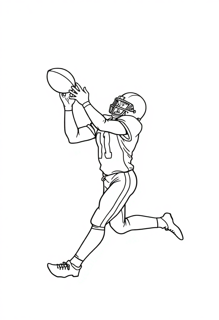 Wide Receiver Catching coloring page, free printable