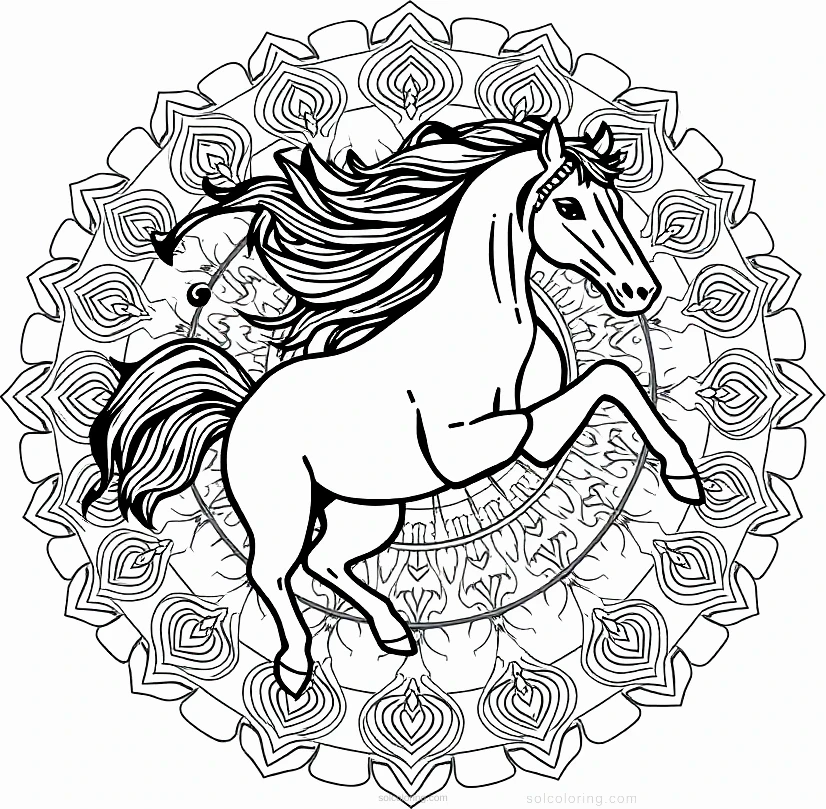 Wild Stallion Running coloring page for kids
