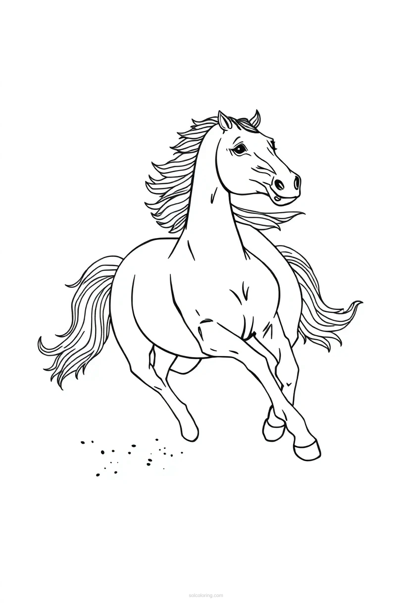 Wild Stallion Running coloring page for kids