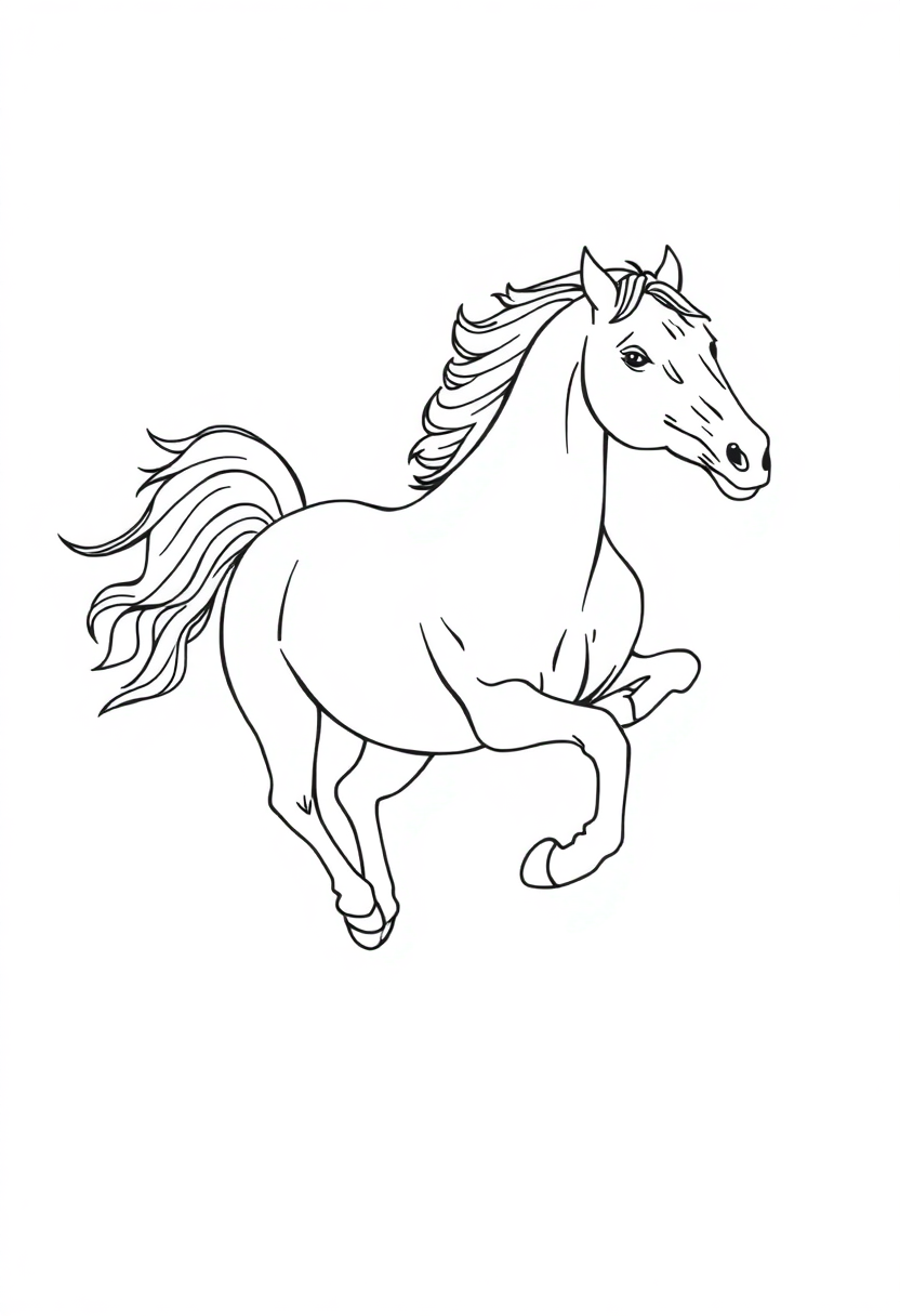 Wild Stallion Running coloring page, free printable